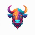 Minimalistic Colored Buffalo Illustration Royalty Free Stock Photo