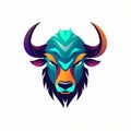 Minimalistic Colored Buffalo Illustration Royalty Free Stock Photo