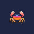 Minimalistic Colored Crab Illustration