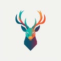 Minimalistic Colored Deer Illustration