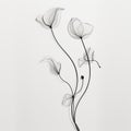 Minimalistic Composition Abstract Black Flowers In Wire Sculpture