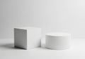 A minimalistic composition featuring two matte white geometric Royalty Free Stock Photo