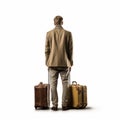Minimalistic Composition Of Man With Two Brown Suitcases Royalty Free Stock Photo