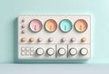 A minimalistic control panel or interface design. Template for web online app dashboard. Set of Buttons, Dials, Knobs on neutral