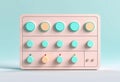 A minimalistic control panel or interface design. Template for web online app dashboard. Set of Buttons, Dials, Knobs on neutral