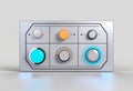 A minimalistic control panel or interface design. Template for web online app dashboard. Set of Buttons, Dials, Knobs on neutral