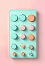 A minimalistic control panel or interface design. Template for web online app dashboard. Set of Buttons, Dials, Knobs on neutral