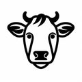 Minimalistic Cow Head Icon On White Background
