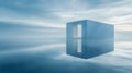Minimalistic cube structure on tranquil water