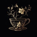 Minimalistic cup of tea on black background Royalty Free Stock Photo