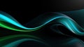 Minimalistic 3D Black Background with Green and Blue Swirls AI Generated