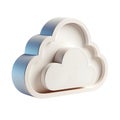 Minimalistic 3D cloud icon in soft white tones isolated on white or transparent background. Modern design element for Royalty Free Stock Photo