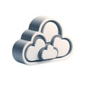 Minimalistic 3D cloud icon in soft white tones isolated on white or transparent background. Modern design element for Royalty Free Stock Photo