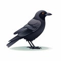 Minimalistic 2d Crow Icon On White Background