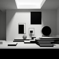 Minimalistic 3d Illustration Of Bauhaus-inspired Empty Room