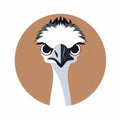 Minimalistic 2d Ostrich Icon With Intense Gaze