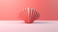 Minimalistic 3d Rendering Of A Pink Shell On A Pink Wall
