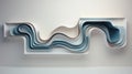 Minimalistic 3d Wavy Library With Blue And White Curves Royalty Free Stock Photo