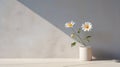 Minimalistic Daisy Vase On Gray Wall - Ultra Photorealistic Ray Tracing