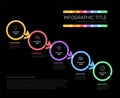 Minimalistic dark five steps diagonal elements template with circles