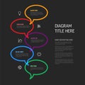 Minimalistic dark five steps vertical elements template with speech bubbles