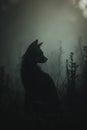 Minimalistic dark gothic photo of wildlife fox Royalty Free Stock Photo