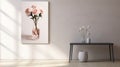 Minimalistic Daz3d Photo: Pink Roses In Vase On Wall