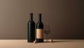 Minimalistic design with a single wine bottle and a cork. Royalty Free Stock Photo