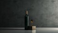 Minimalistic design with a single wine bottle and a cork. Royalty Free Stock Photo