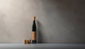 Minimalistic design with a single wine bottle and a cork. Royalty Free Stock Photo