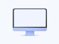 Minimalistic desktop computer mockup. 3D render modern illustration. White background, website template. Blank screen