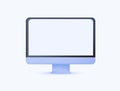 Minimalistic desktop computer mockup. 3D render modern illustration. White background, website template. Blank screen.