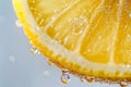 Minimalistic and detailed texture, a lemon slice with a drop of juice, captured in a creative shot, Generated AI Royalty Free Stock Photo