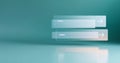 Minimalistic digital interface with translucent rectangular buttons and arrow icons on teal gradient background with reflection Royalty Free Stock Photo
