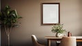 Minimalistic Dining Room Design With Photo Frame And Potted Plant