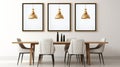 Minimalistic Dining Set With Golden Thin Frame For Canvas