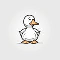 Minimalistic Duck Cartoon Doodle Line Art