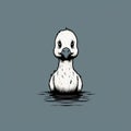 Minimalistic Duck Swimming In Cartoonish Innocence