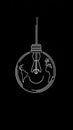 Minimalistic Earth-Inspired Light Bulb Line Art on Black Royalty Free Stock Photo