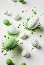 Minimalistic easter background. Clean design. Generative ai. Easter eggs on white background