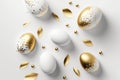 Minimalistic easter background. Created by Generative AI. Easter eggs on white background