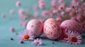 Minimalistic Easter Eggs and Flowers on Pastel Background AI Generated