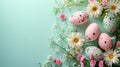 Minimalistic Easter Eggs and Flowers on Pastel Background AI Generated