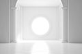 Minimalistic Empty White Room with Big Round Window