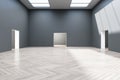 Minimalistic exhibition hall with three doors Royalty Free Stock Photo