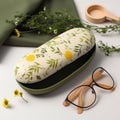 Minimalistic Eyeglasses Case With Spring Theme Design