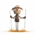 Minimalistic Farm Scarecrow Illustration With Childlike Charm Royalty Free Stock Photo