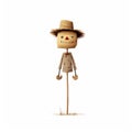 Minimalistic Farm Scarecrow On Stick - Childbook Drawing Style