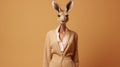 Minimalistic Fashion Portrait: Kangaroo Woman In Elegant Suit