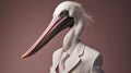 Minimalistic Fashion Portrait Of Pelican In A Suit And Tie